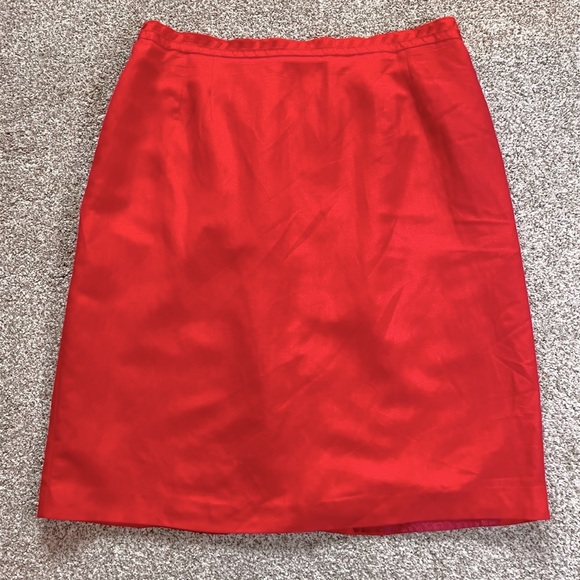 Vintage Dresses & Skirts - Vintage Red Linen Skirt, Size 22, A Line Embroidered Waist Stretchy, Midi, EUC